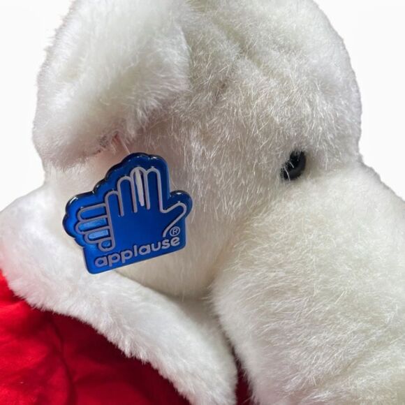 VINTAGE Applause Rare Santabell Jingle White Reindeer Moose  Santa Suit Plush Ta - Picture 4 of 10